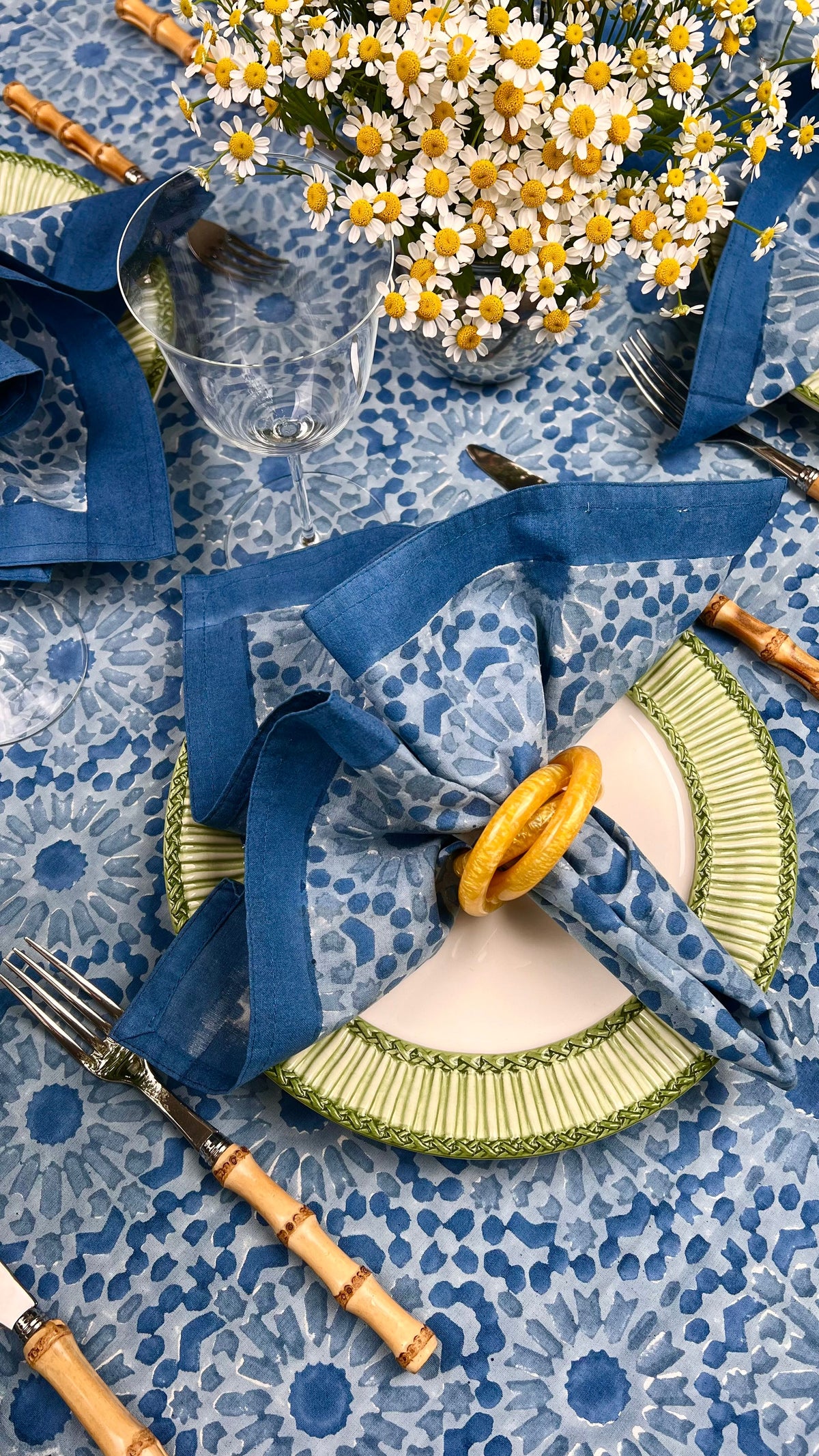 ‘The Kaleidoscope’ Napkin Set of 4 - Light Indigo