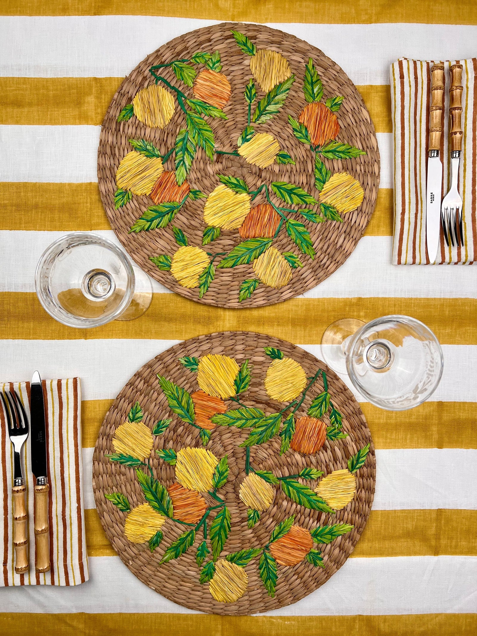 ’The Raffia Placemats’ - Limones y Naranjas (sold as a pair))