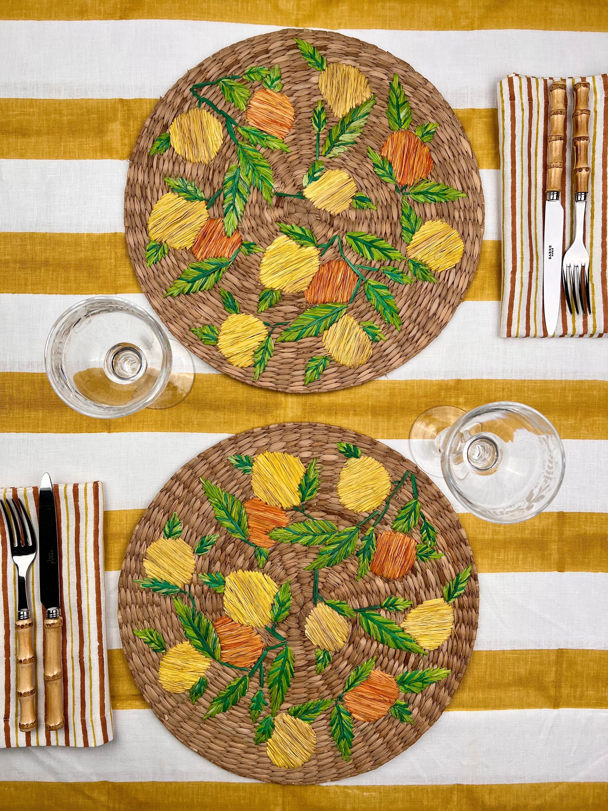 ’The Raffia Placemats’ - Limones y Naranjas (sold as a pair))