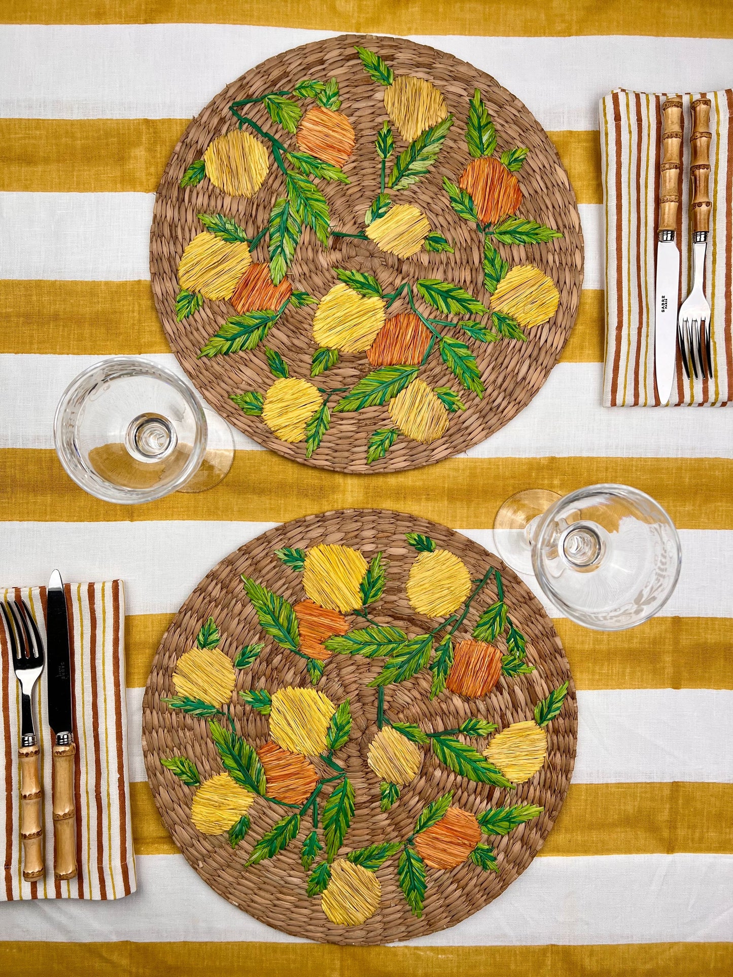 ’The Raffia Placemats’ - Limones y Naranjas (sold as a pair))