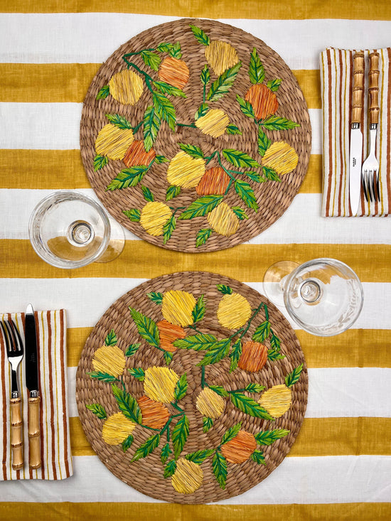 ’The Raffia Placemats’ - Limones y Naranjas (sold as a pair))