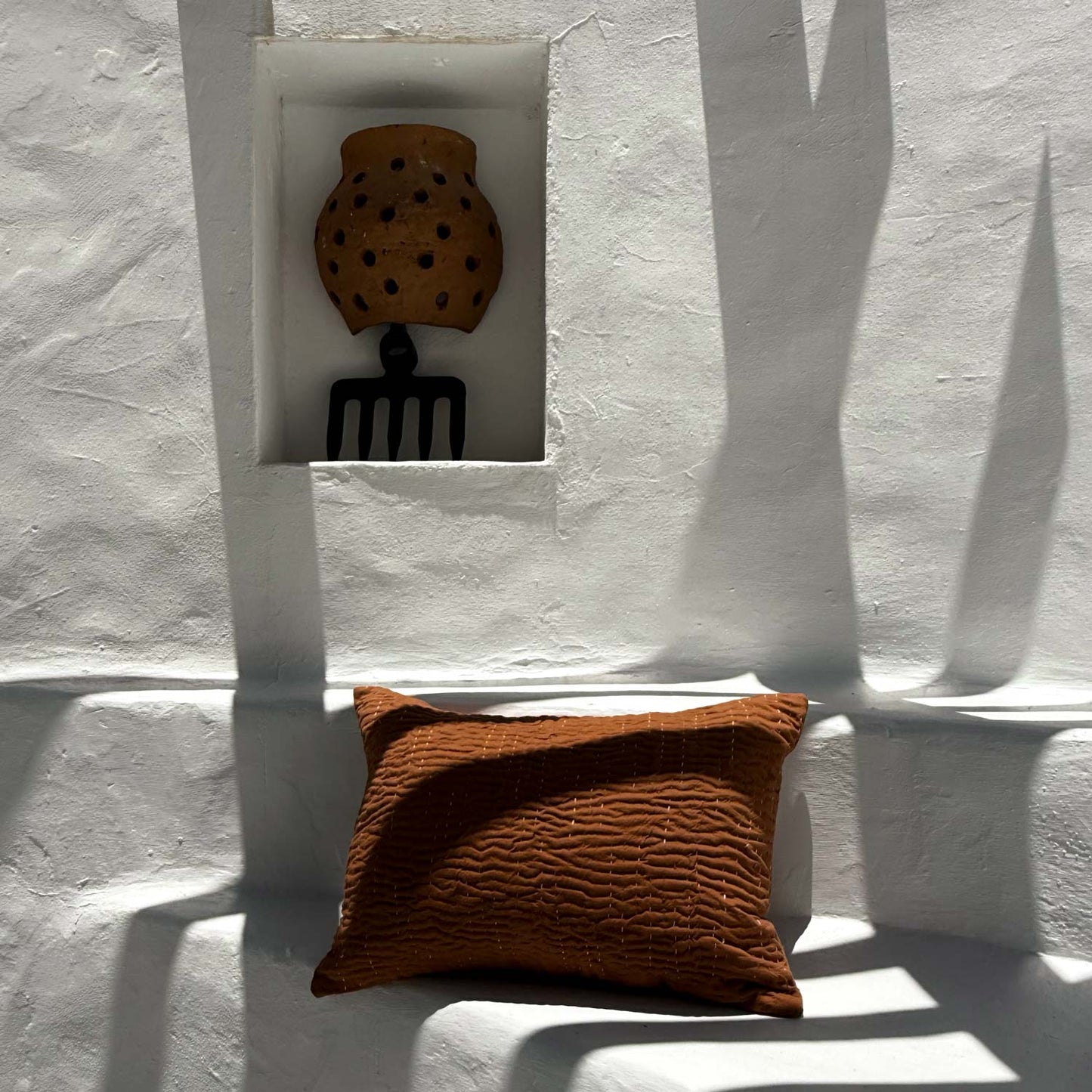 Cotton Texture Pillow Brown