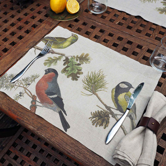 Linen Placemats SMALL BIRDS Set of 2