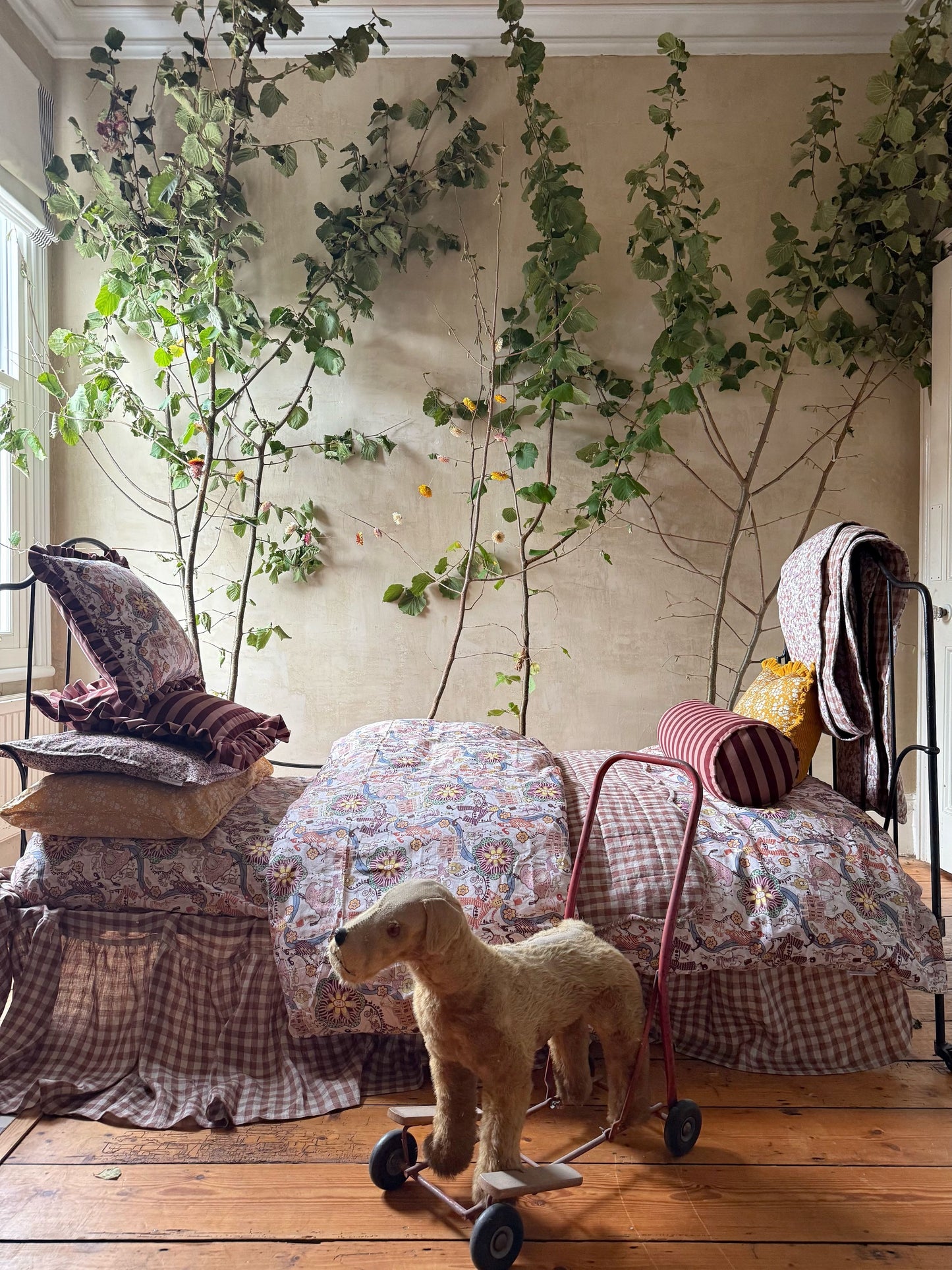 Velvet Cushion made with Liberty Fabric 'Shirley Smith'