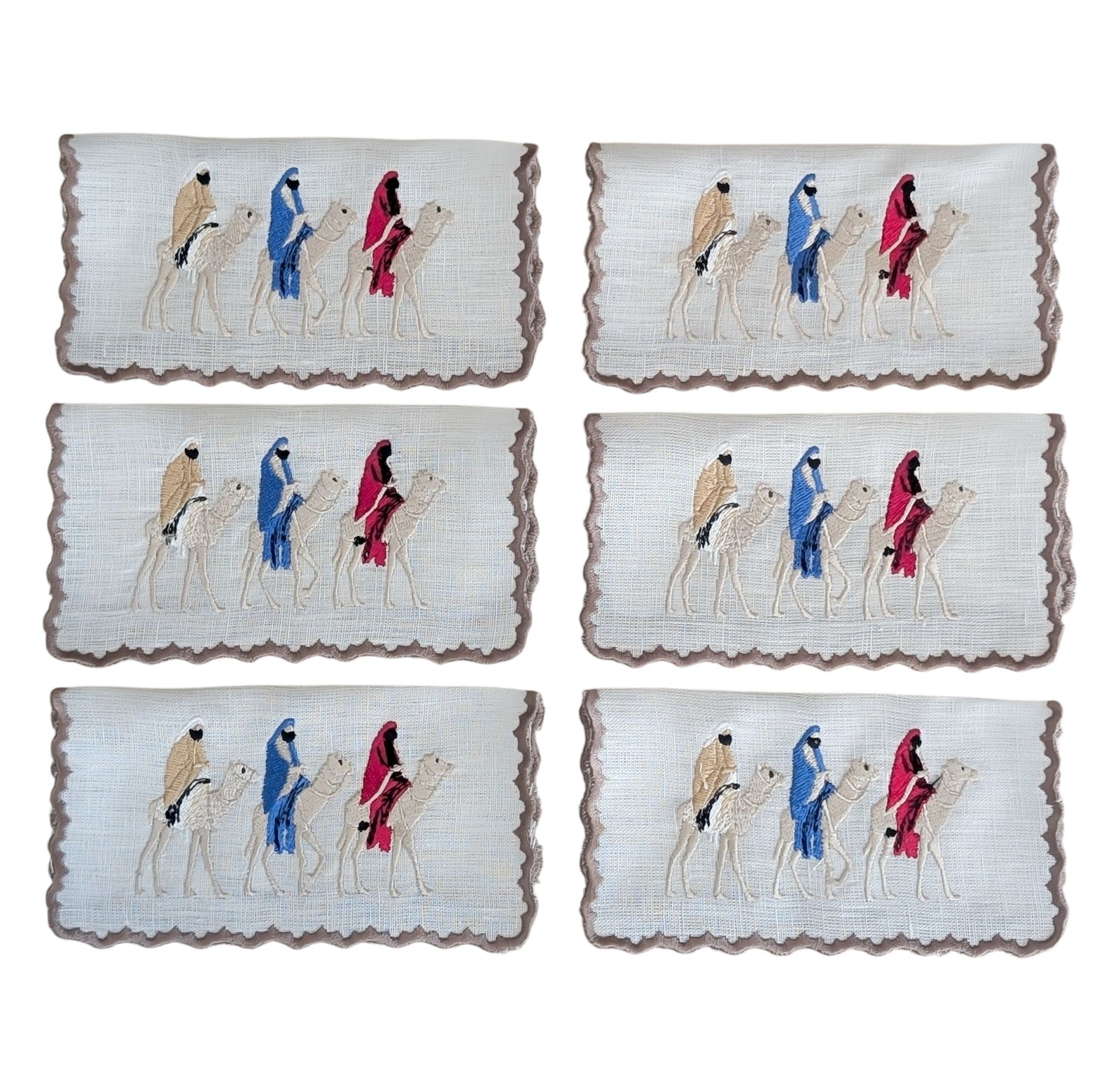 THE THREE WISE MEN - Christmas Embroidery Cocktail Napkin Set (set of 6)