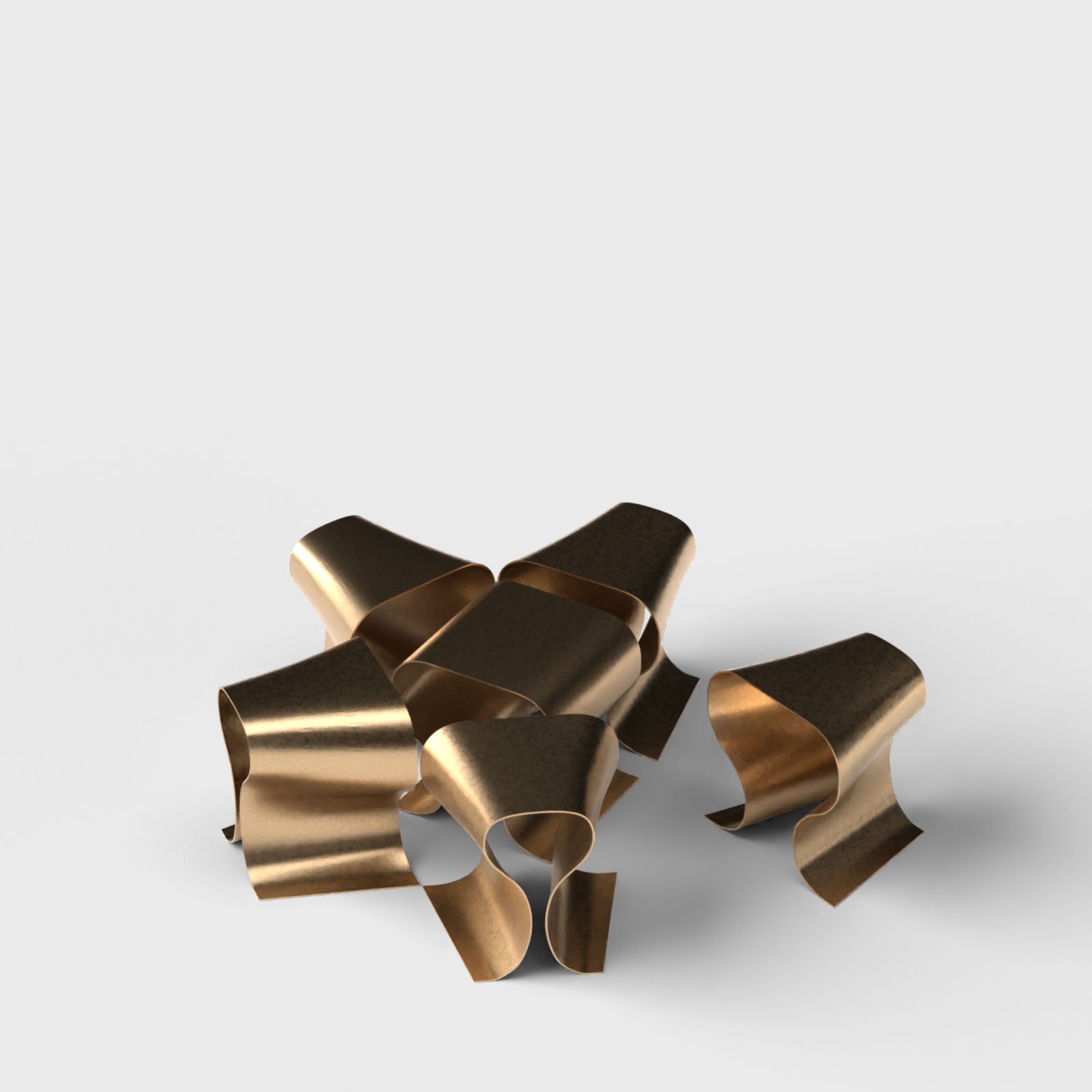 Gift Bow Stools and Side Table Gold