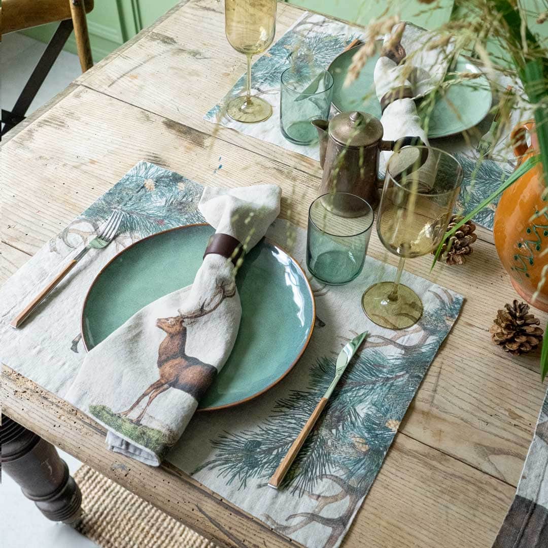 Linen Placemats WILD DEER Set of 2