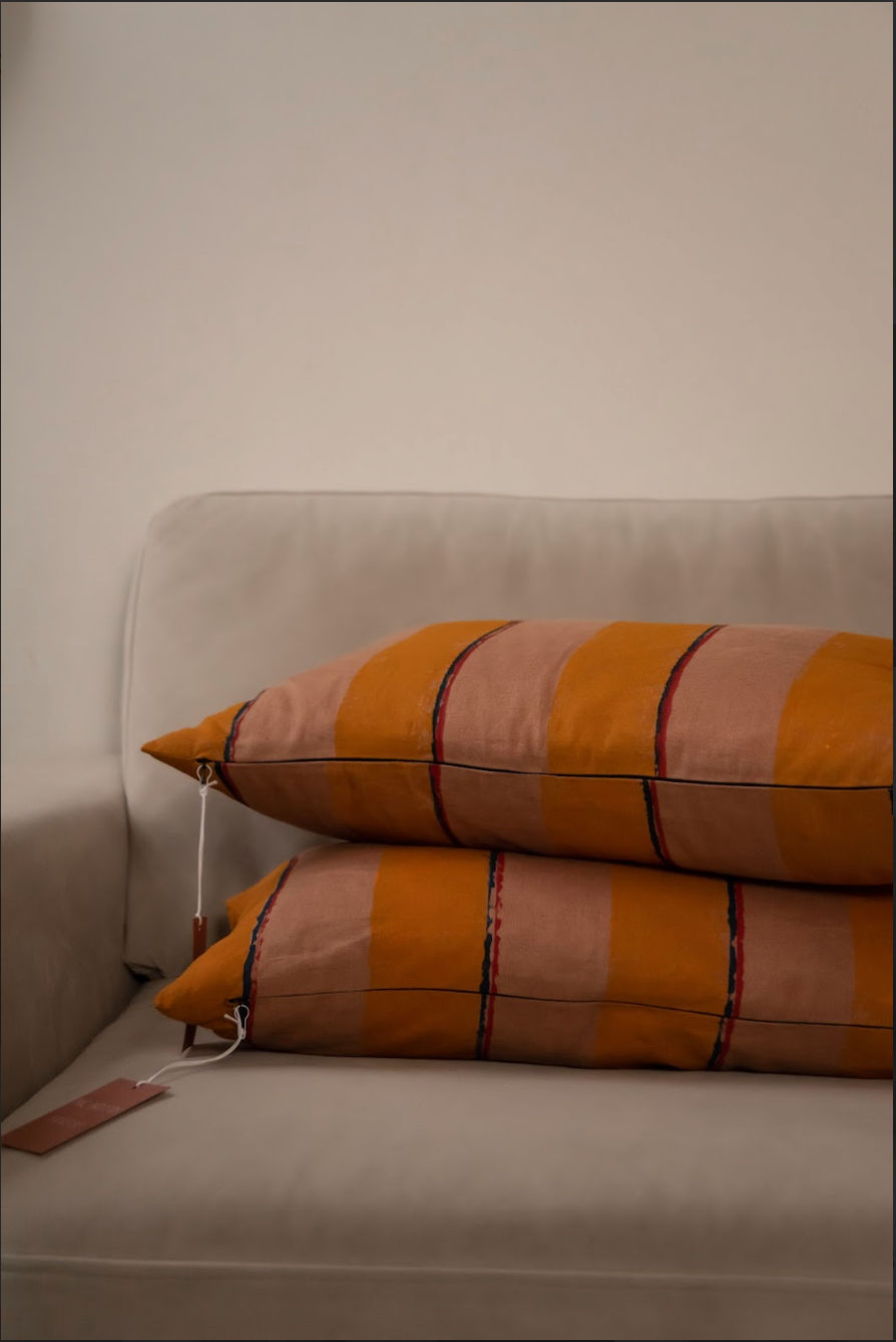 Oaxaca Terracotta Striped Cushion