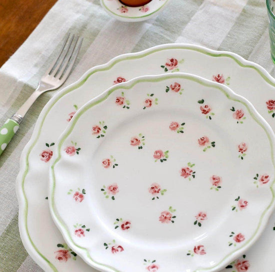 Ceramic Provence Pink Floral Plate Set of Four