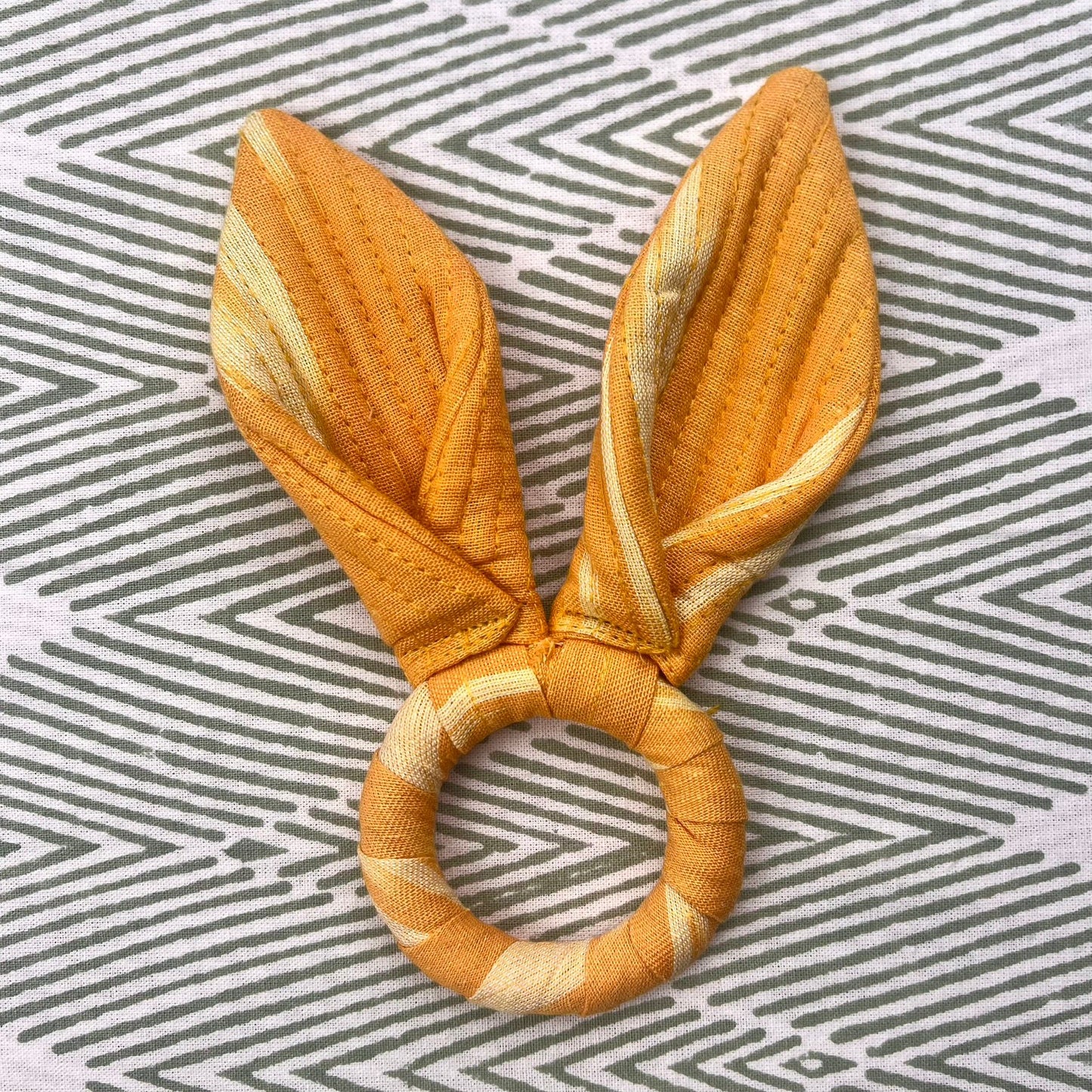 Easter Bunny Ears Napkin Ring - Woven Ikat - Yellow