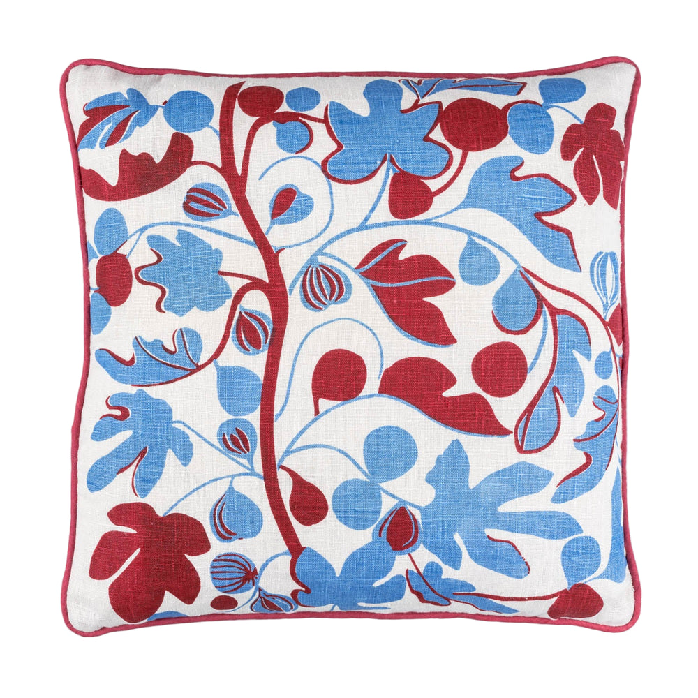Figs Cushion (Red and Cornflower Blue)