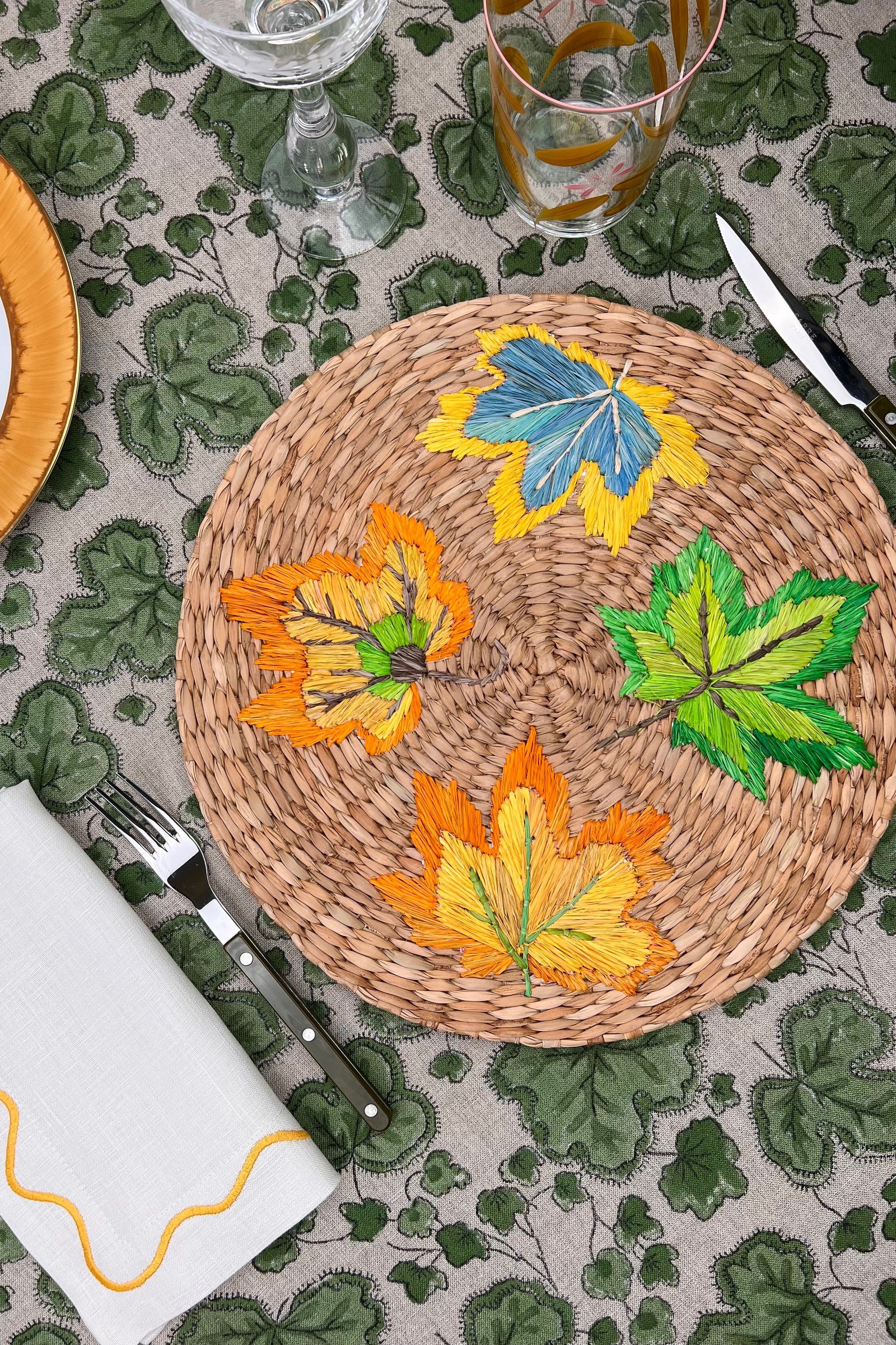 ’The Raffia Placemat’ - Autumn Leaves (pair)