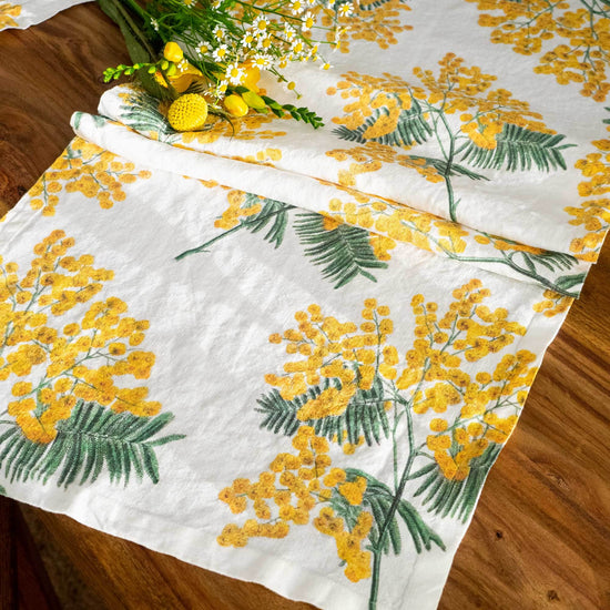 Linen Table Runner MIMOSA  Off White