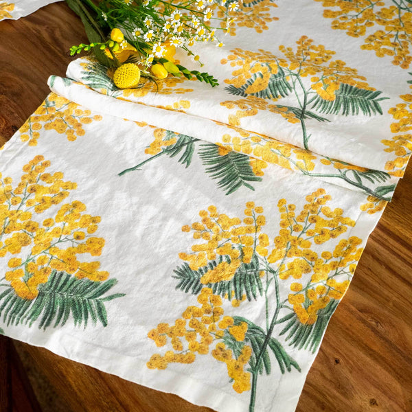 Linen Table Runner MIMOSA  Off White