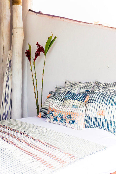 Organic Cotton Indigo & Apricot Throw