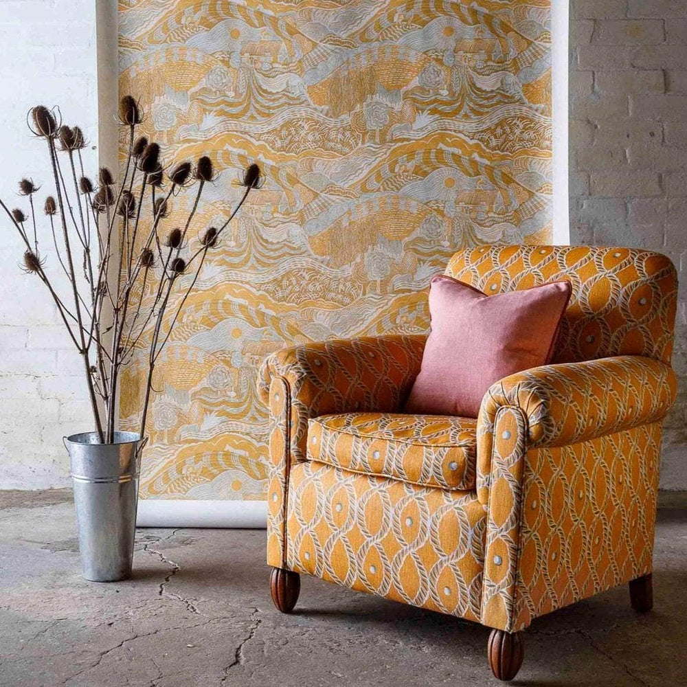 The Plough Wallpaper in Grey and Gold