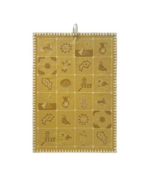 Redwork Tea Towel in Yellow