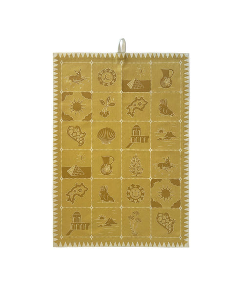 Redwork Tea Towel in Yellow