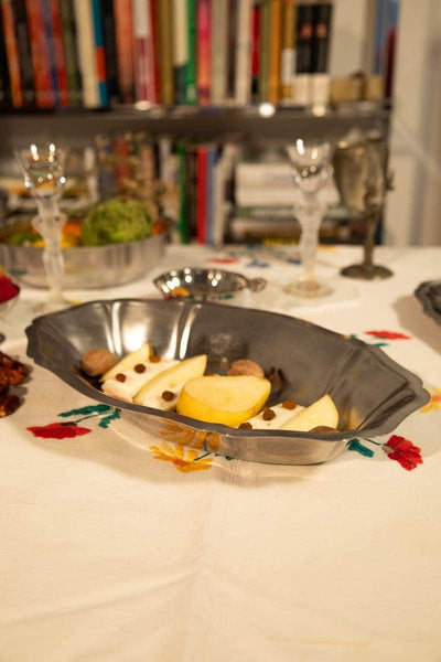 Vintage Adorned Oval Silver Dish