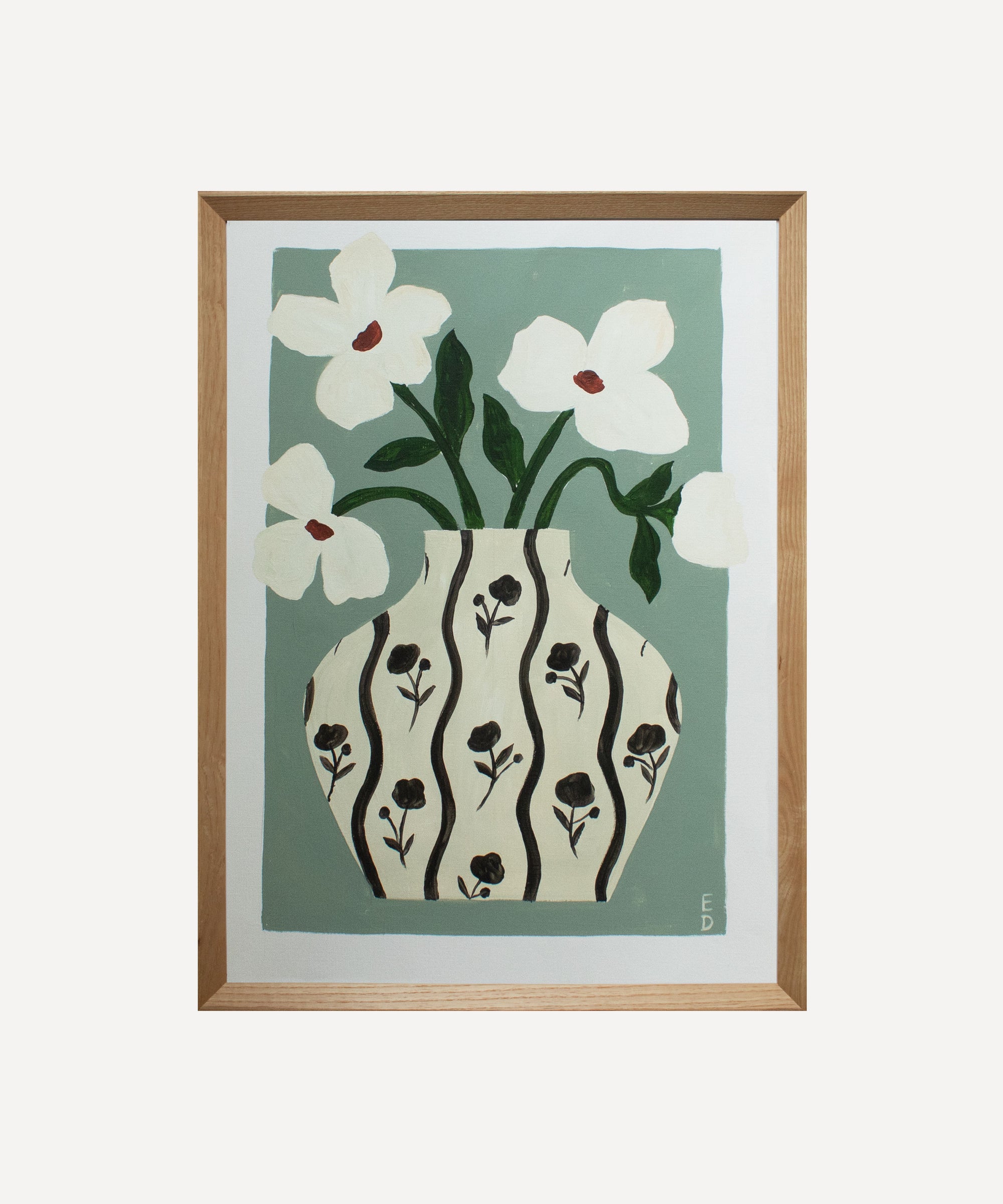 Floral Patterned Vase, Original Painting