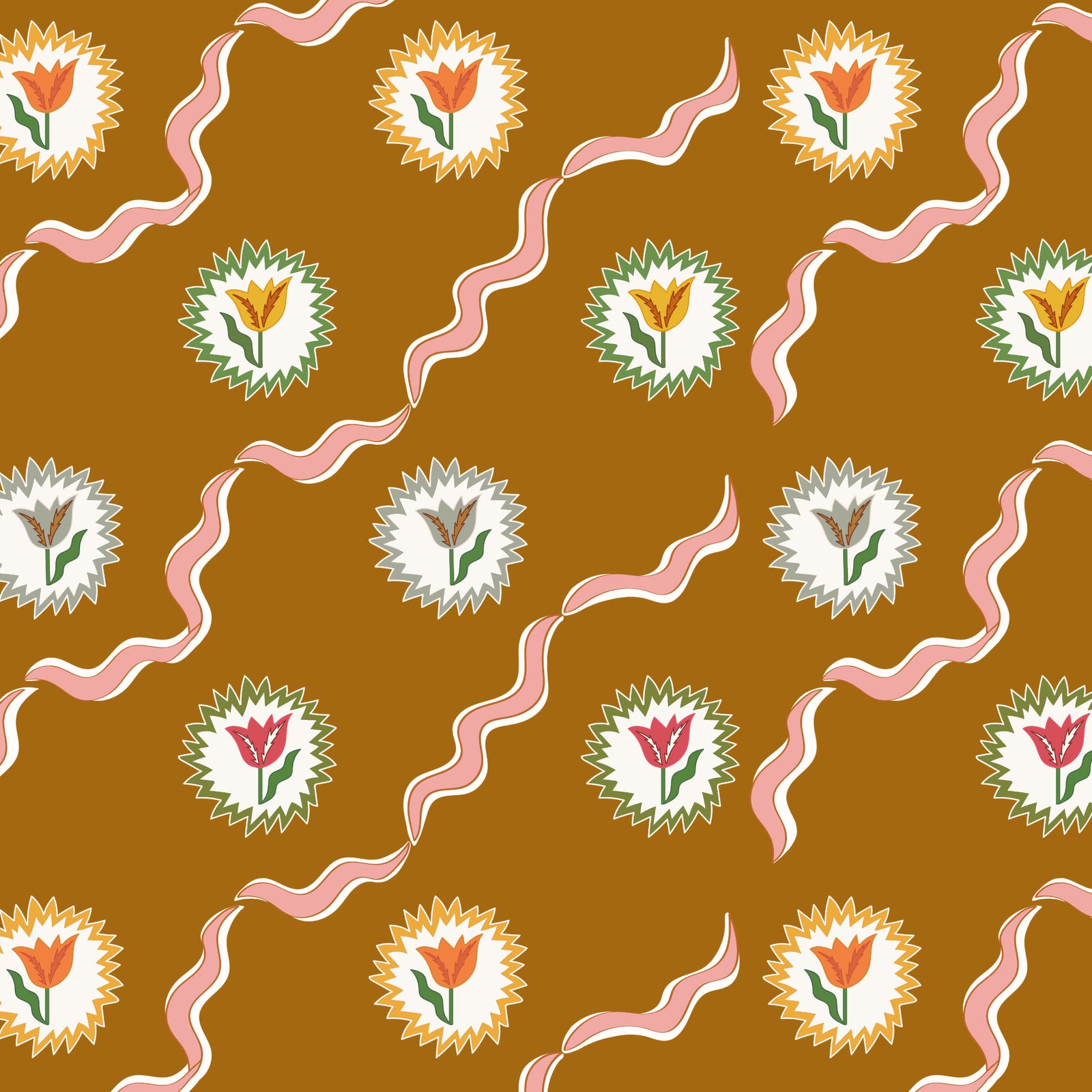 Tulips of Belgravia Wallpaper - Camel