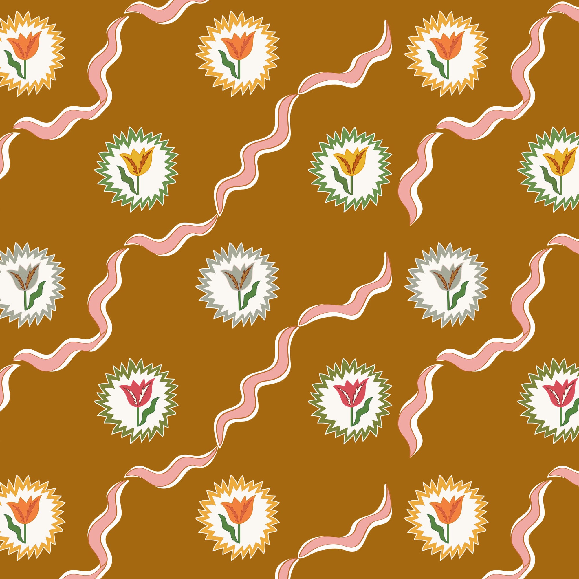 Tulips of Belgravia Wallpaper - Camel