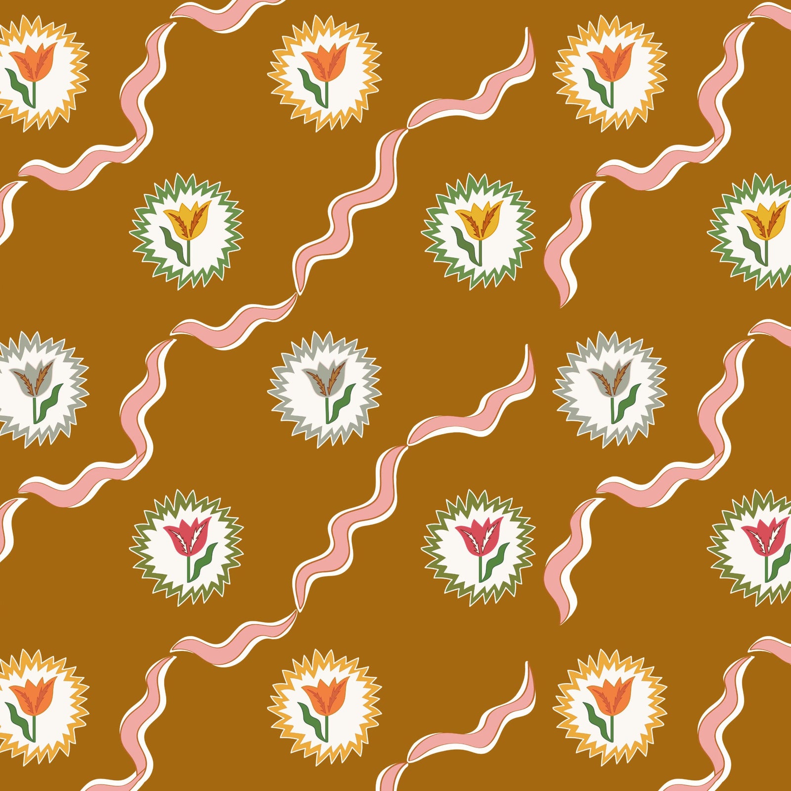Tulips of Belgravia Wallpaper - Camel