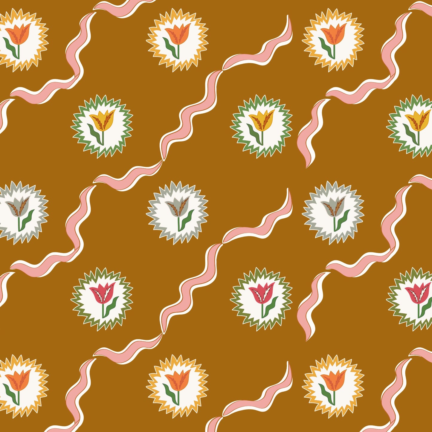 Tulips of Belgravia Wallpaper - Camel
