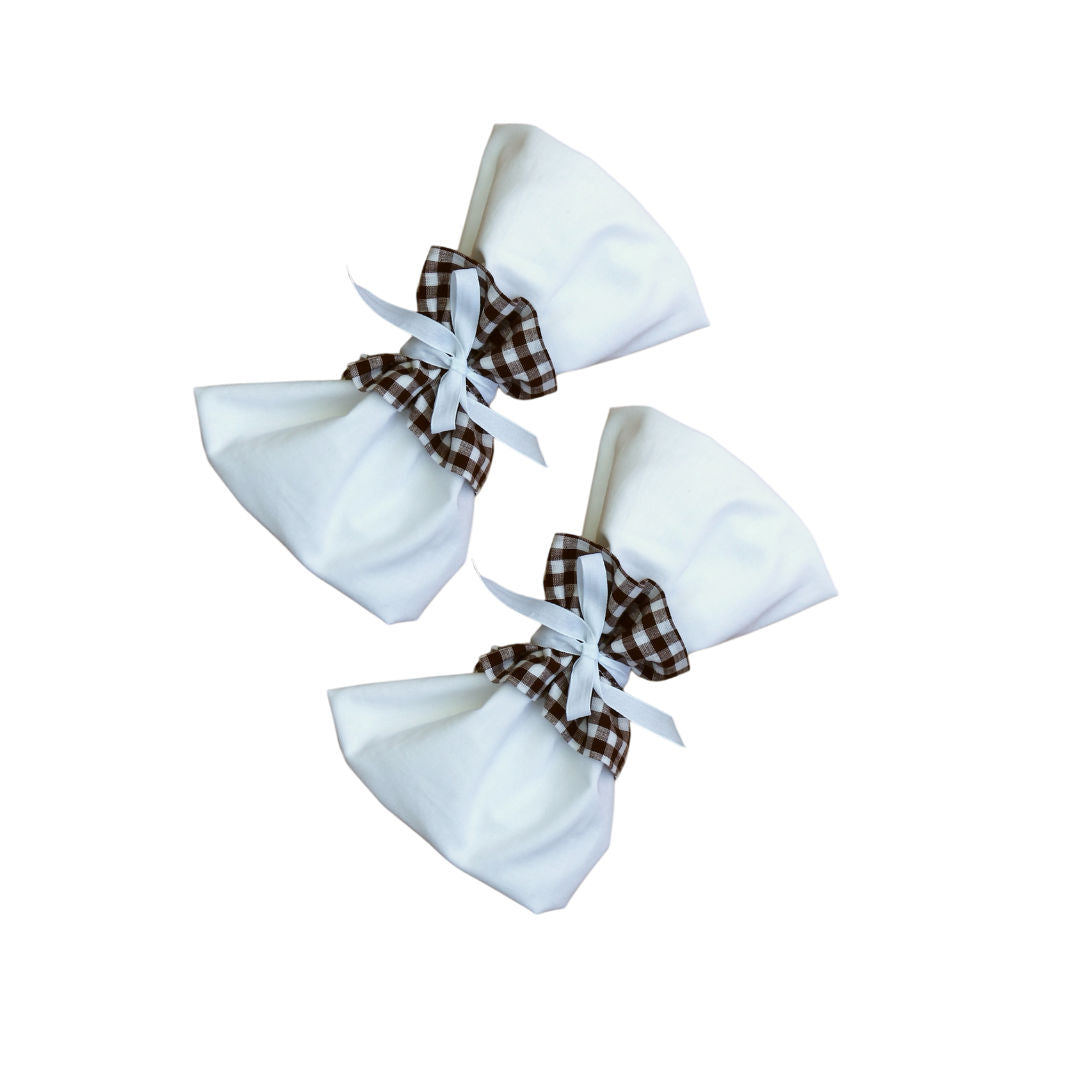 Ruffle Napkin Ring  Brown Gingham Set of Two