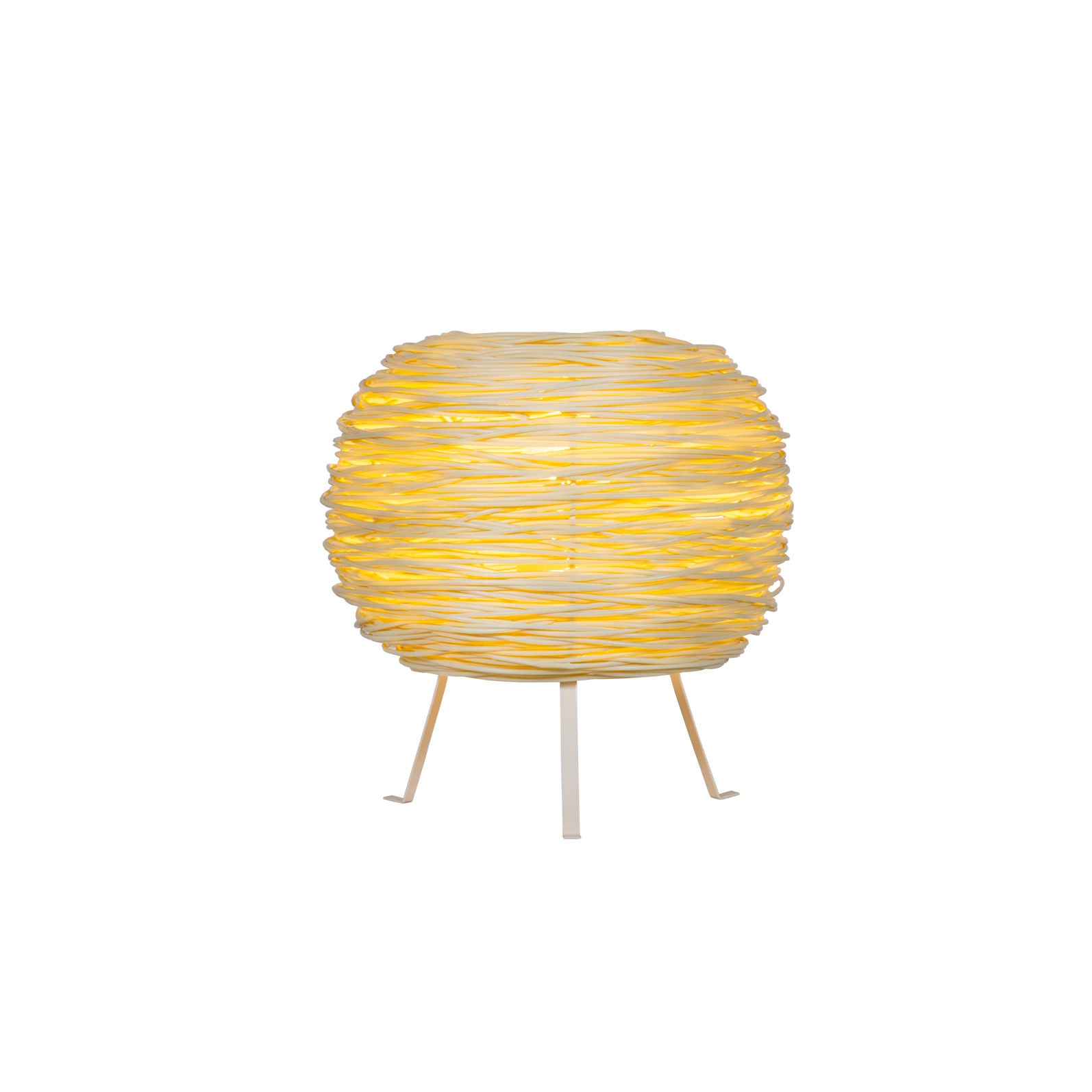 Shelter Table by Ango – Hand-woven table light in recycled plastic.