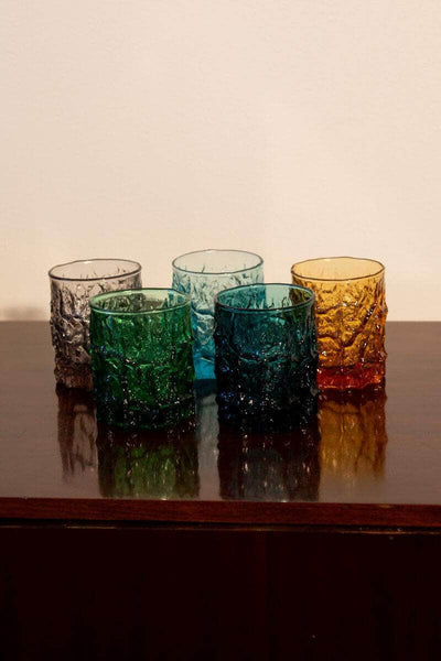 ‘Textured Bark’ Tumblers by Geoffrey Baxter, set of 5