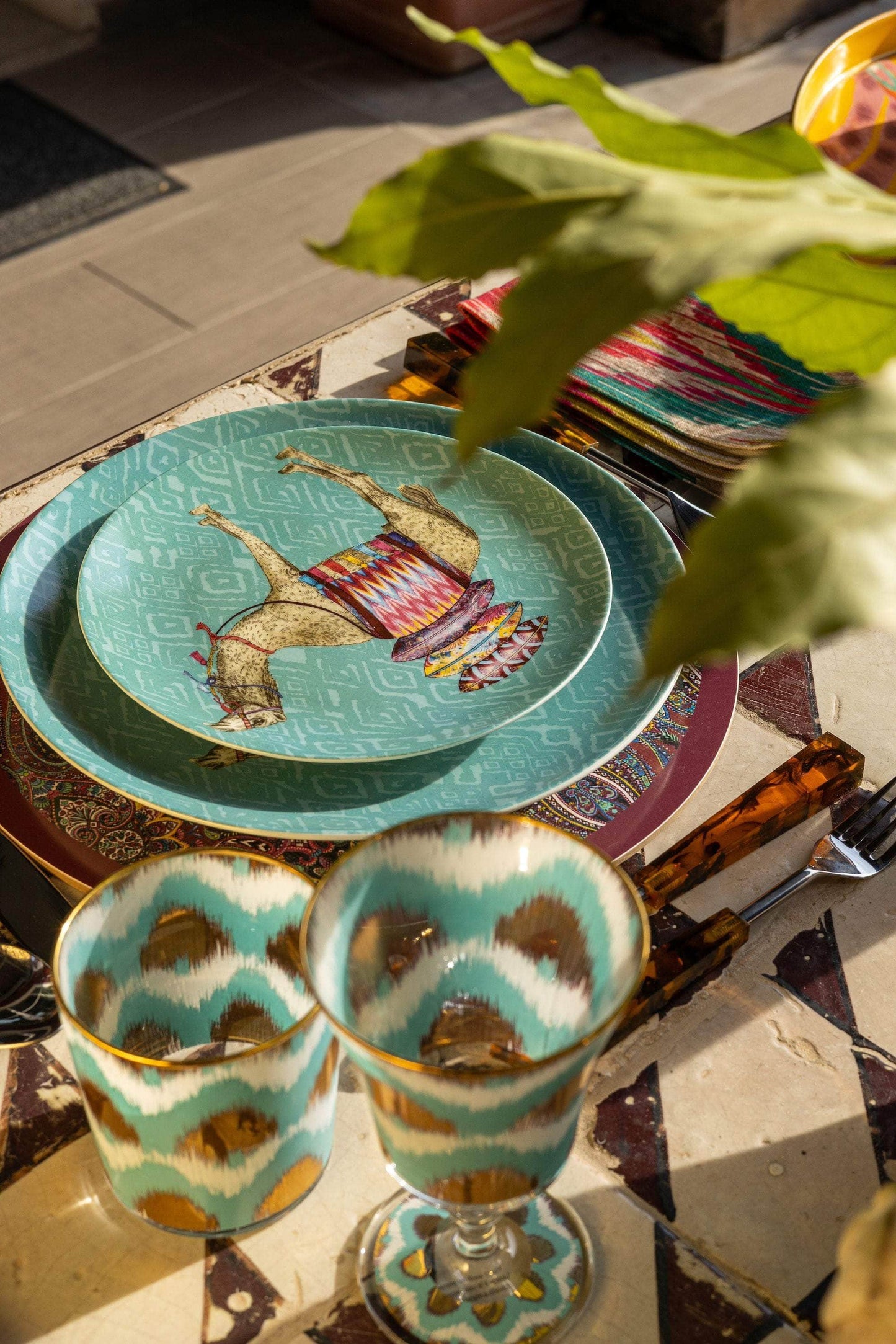 Les Ottomans x Matthew Williamson Porcelain Plate - Blue Camel