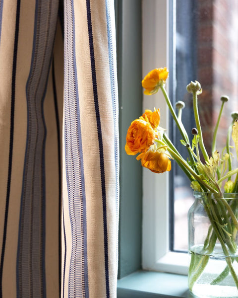 Aura Handwoven Stripe Fabric | Moonlit Current