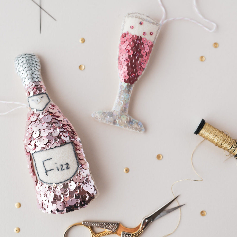 Pink Fizz Sequin Ornament Set