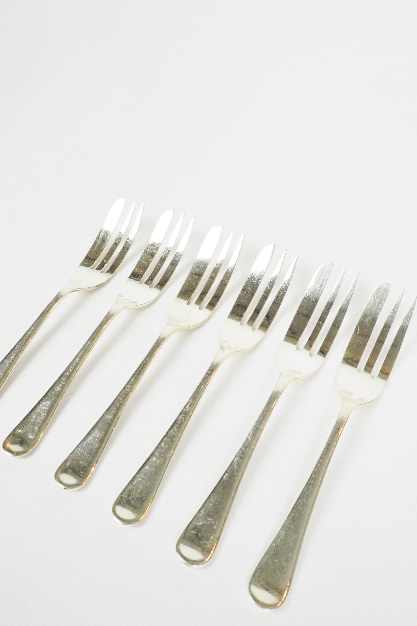 6 Antique Silver Plate Cake Forks