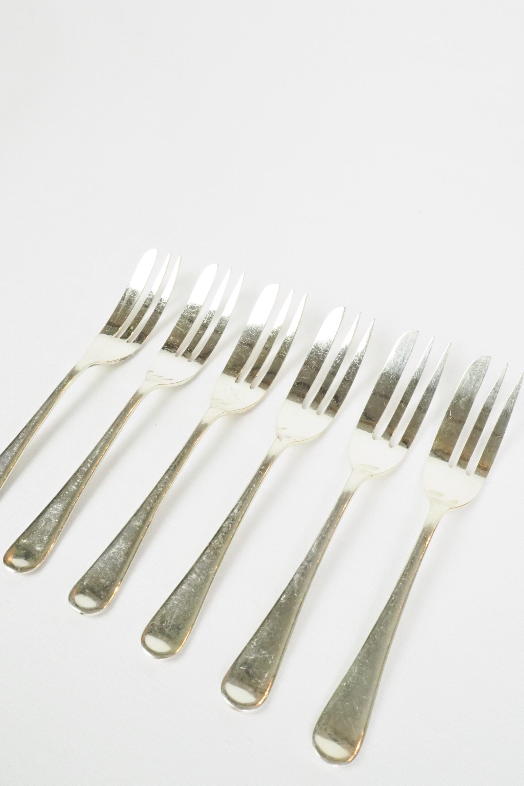6 Antique Silver Plate Cake Forks