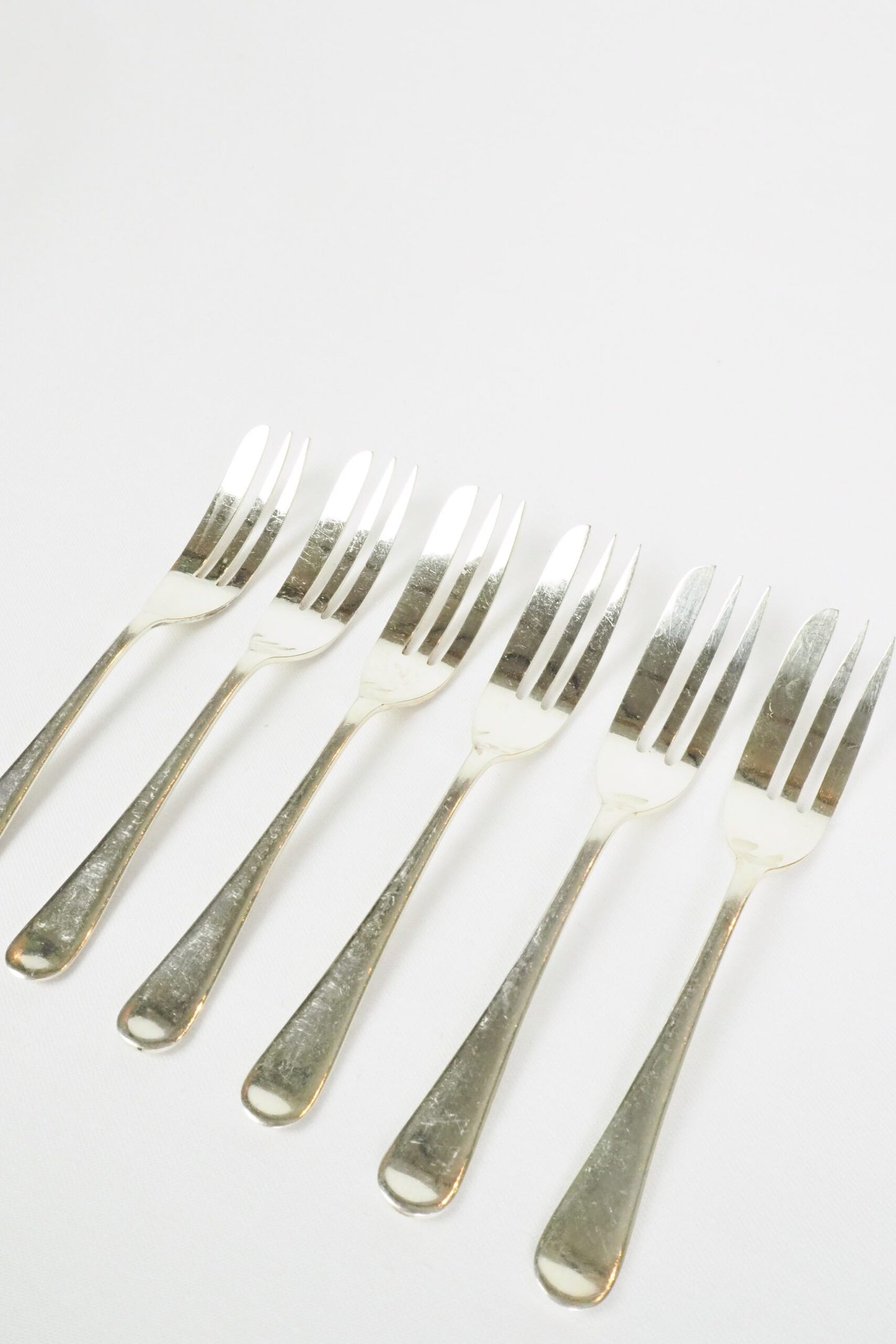 6 Antique Silver Plate Cake Forks
