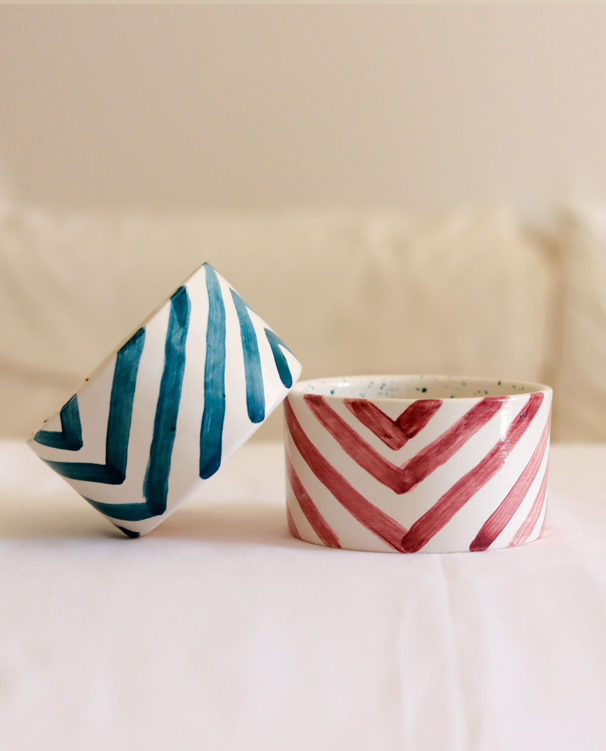 Petrol Stripe Handmade Ceramic Soup Bowl