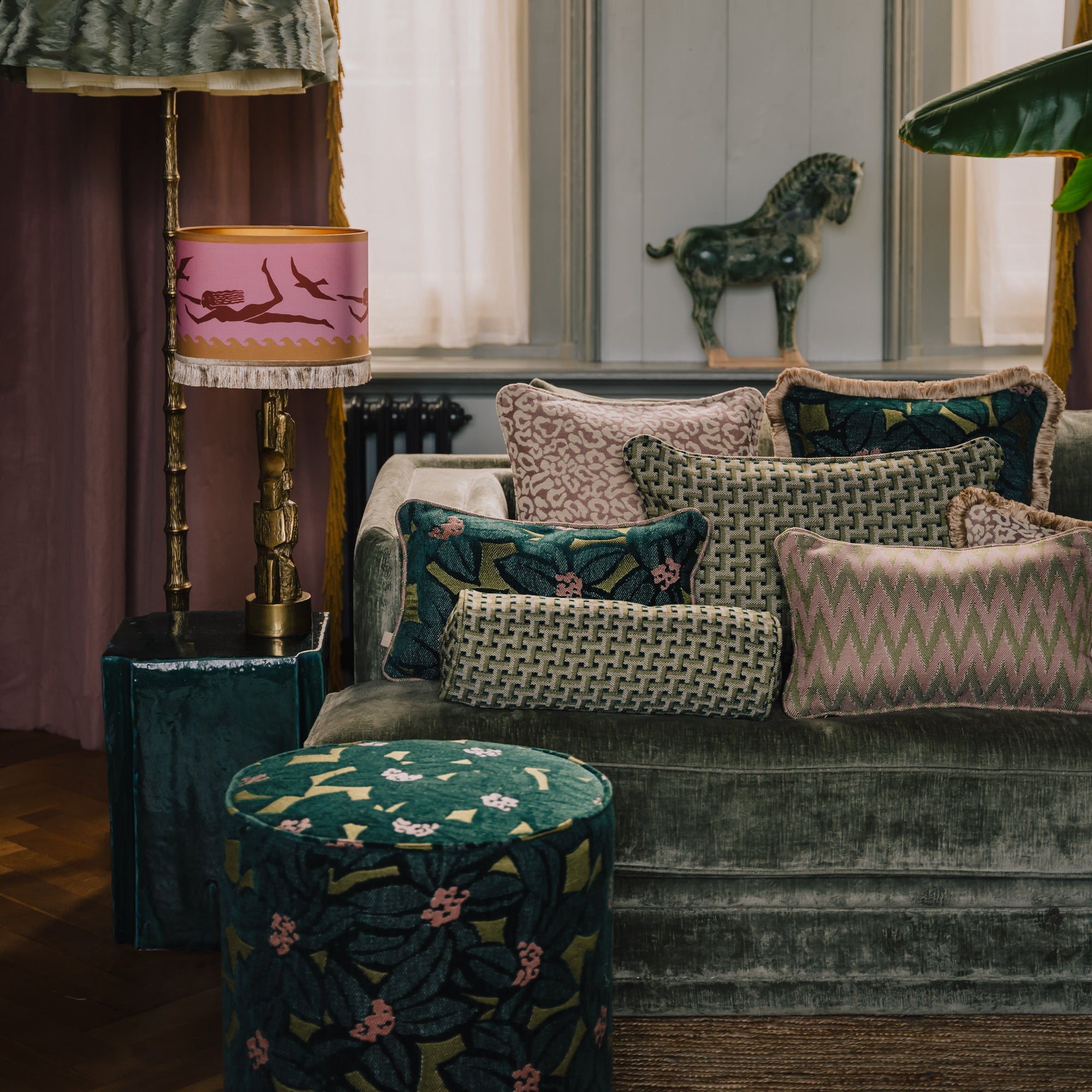 Cushion Rosita Olive & Rose