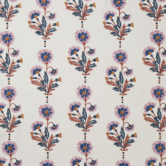 Dianthus Block Printed Fabric Cotton Rust/Rose