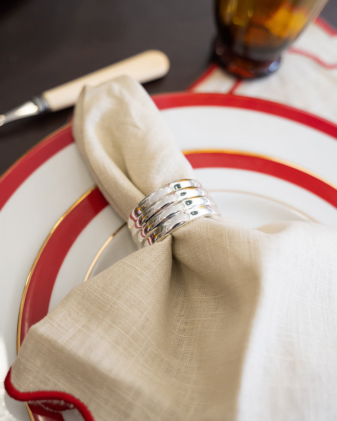 Striped Silver Napkin Ring