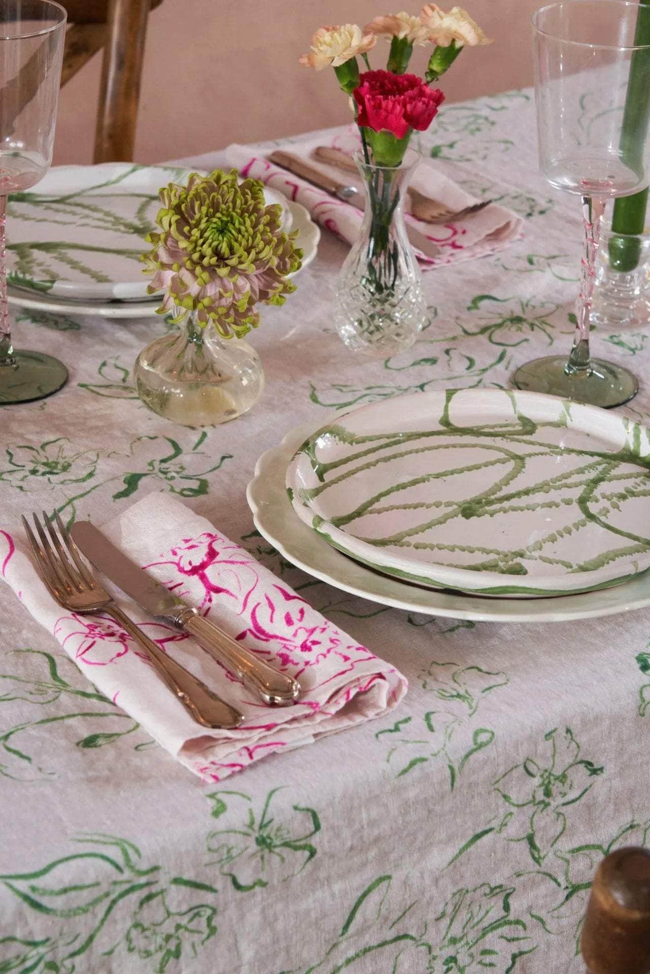 Wild Bloom Pink Linen Napkin