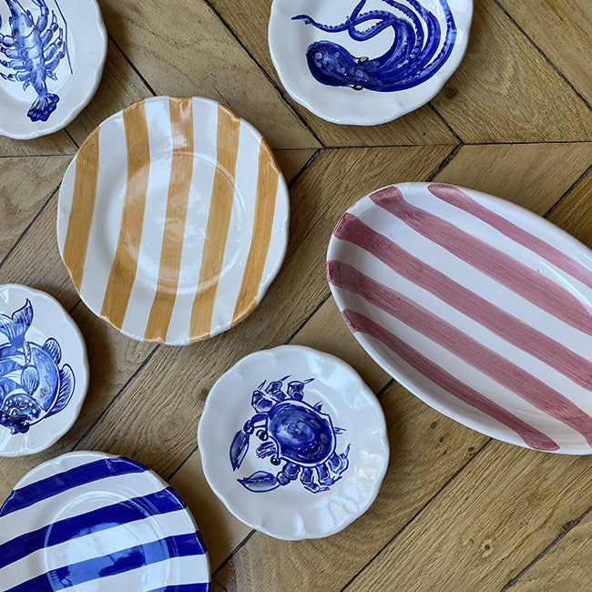 Oval Striped Deep Dish 25 cm – Pink