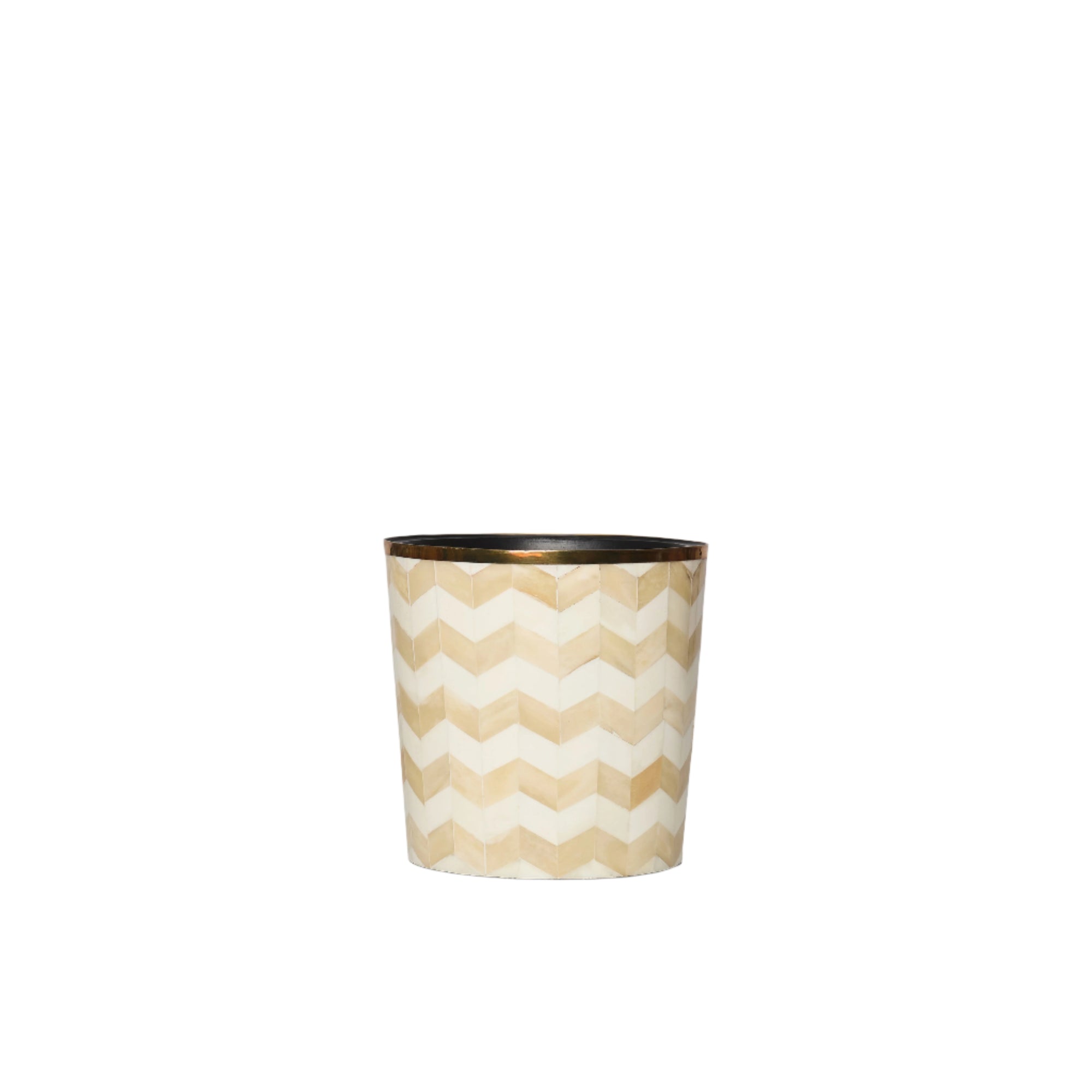 Round Inlay Planter | Medium | Beige | Chevron