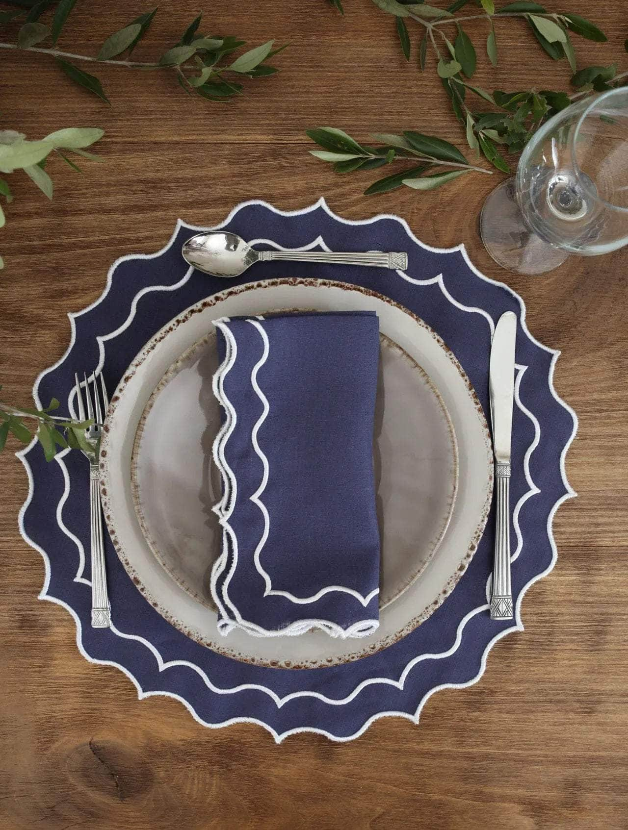 Navy Placemat, Blue with White