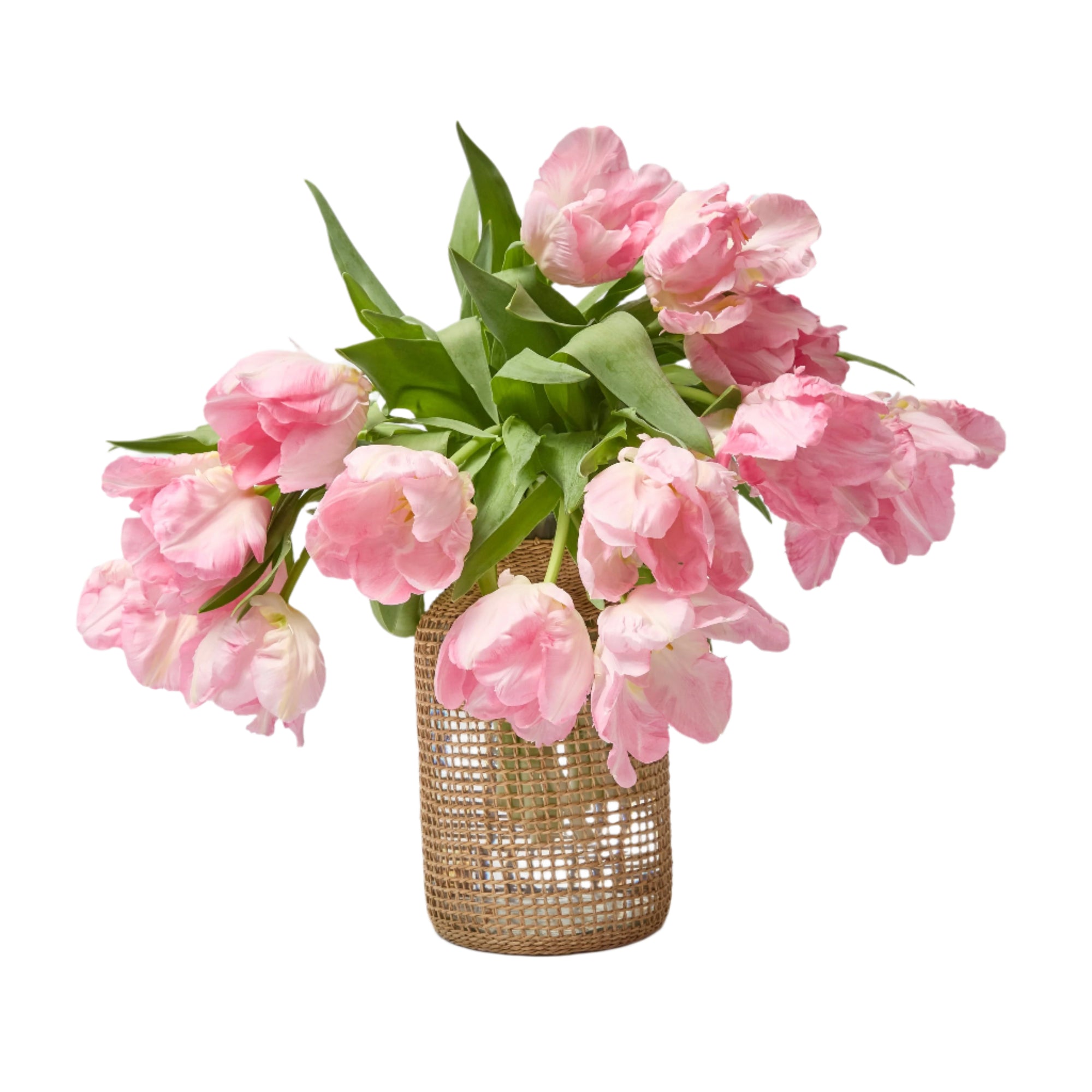 Large Rattan Glass Vase