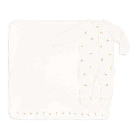 New Baby Sleepsuit and Blanket Gift Set - Bunny