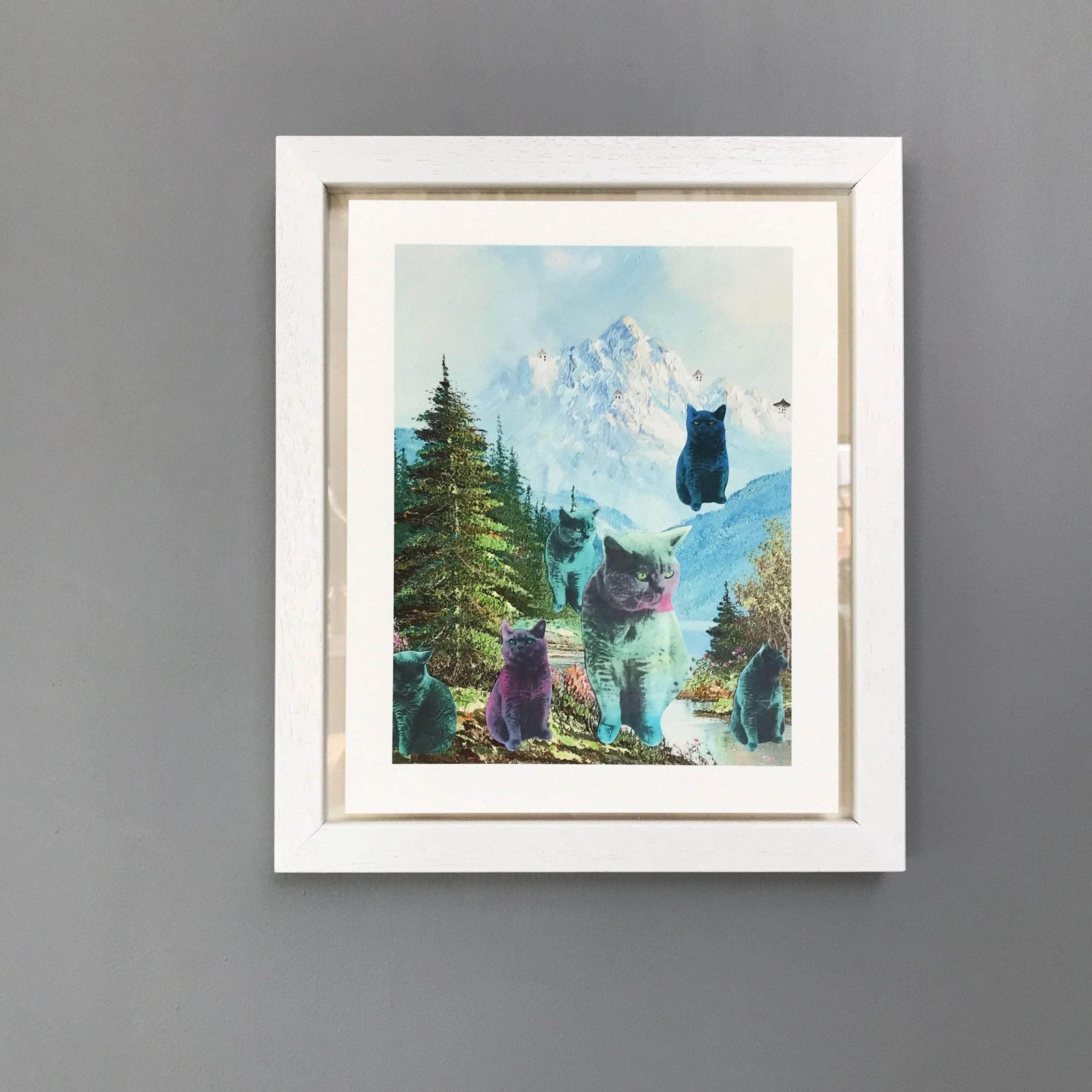 Pastel Cats In The Mountains Giclee Print