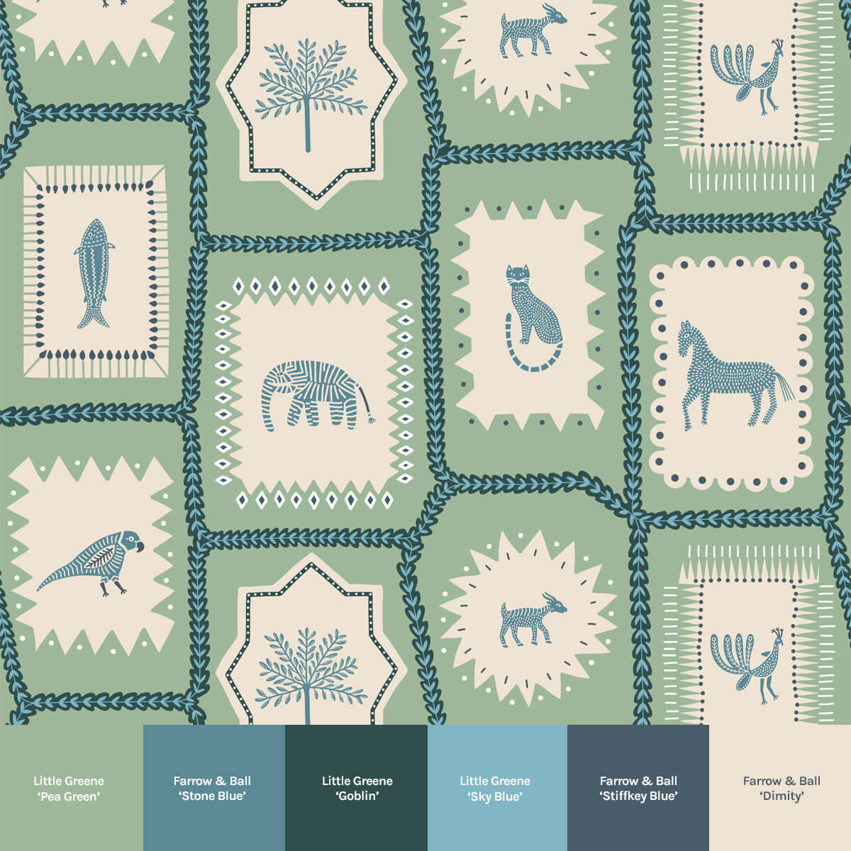 Folk Tales Wallpaper - Pistachio-