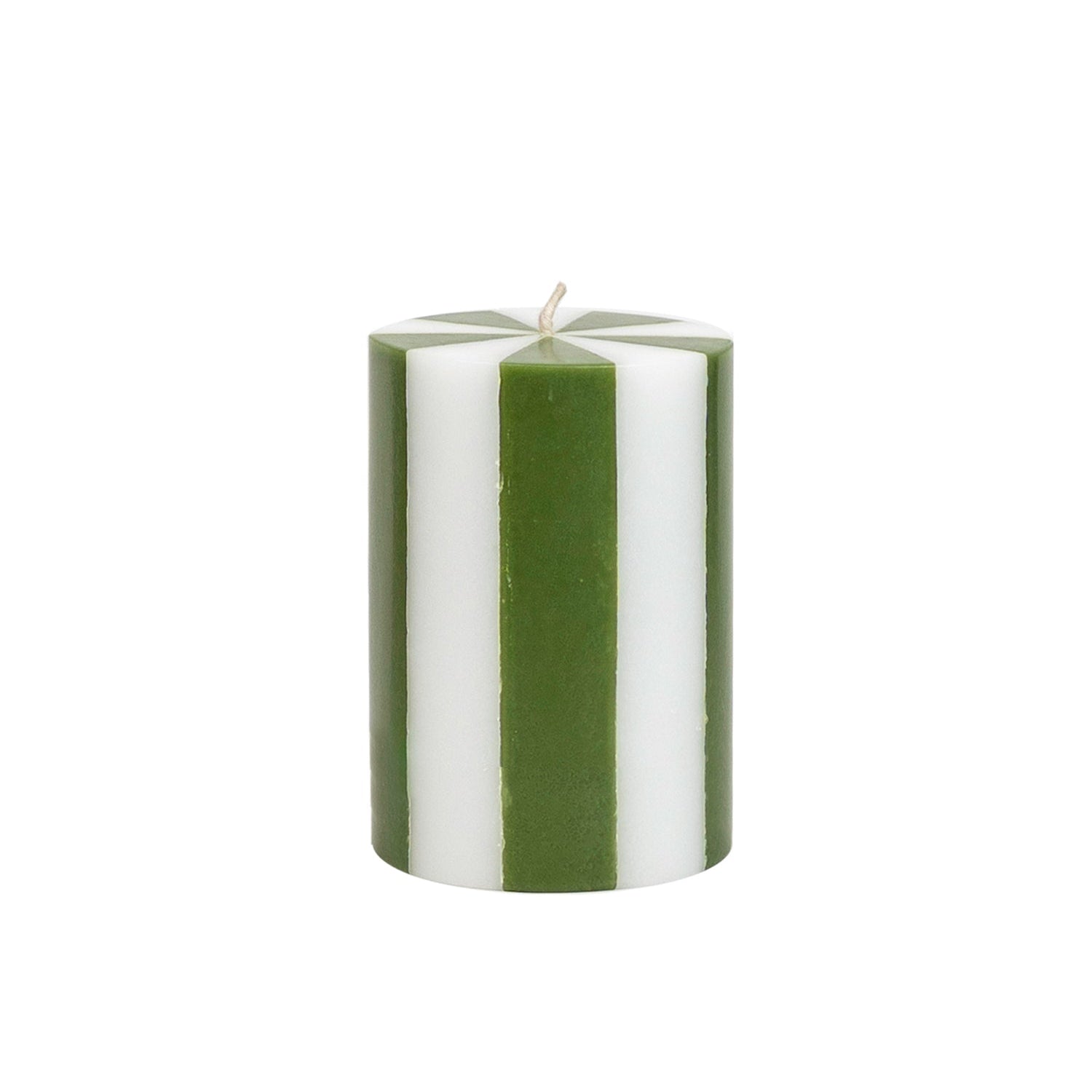 Small Pillar Candle - Moss Green / White